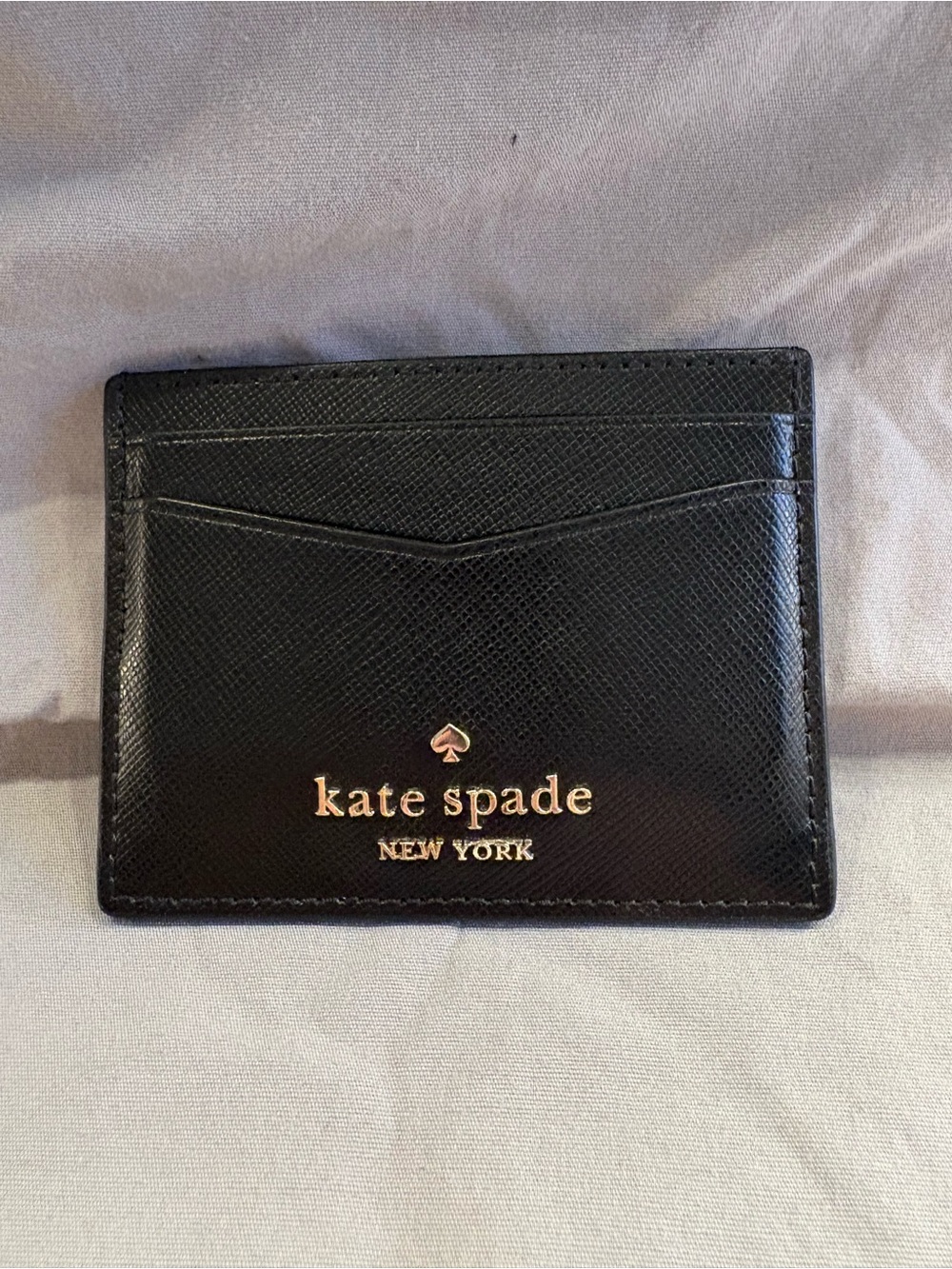 kate spade Black Leather Slim Card Case with Gold Logo